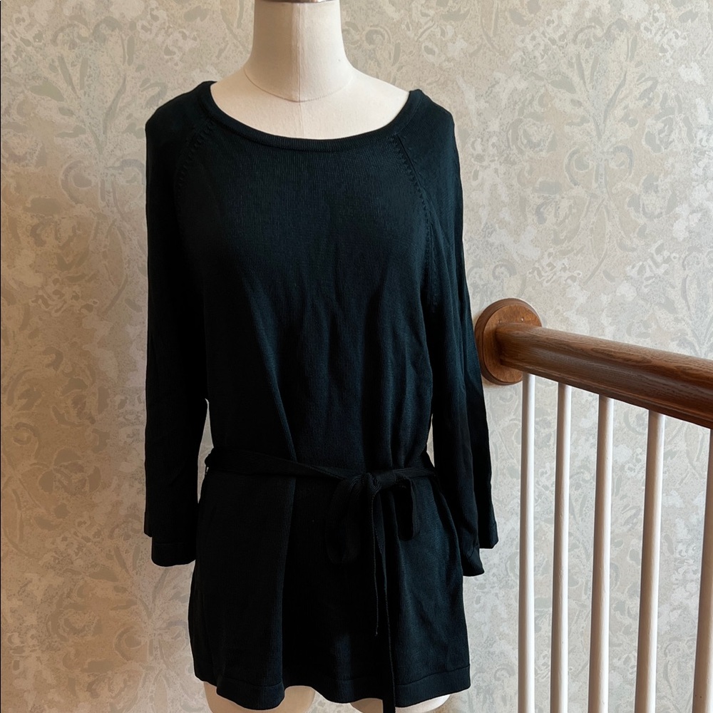 Jones New York Collection- Elegant Dark Teal/Green Women's Top with belt - NWOT